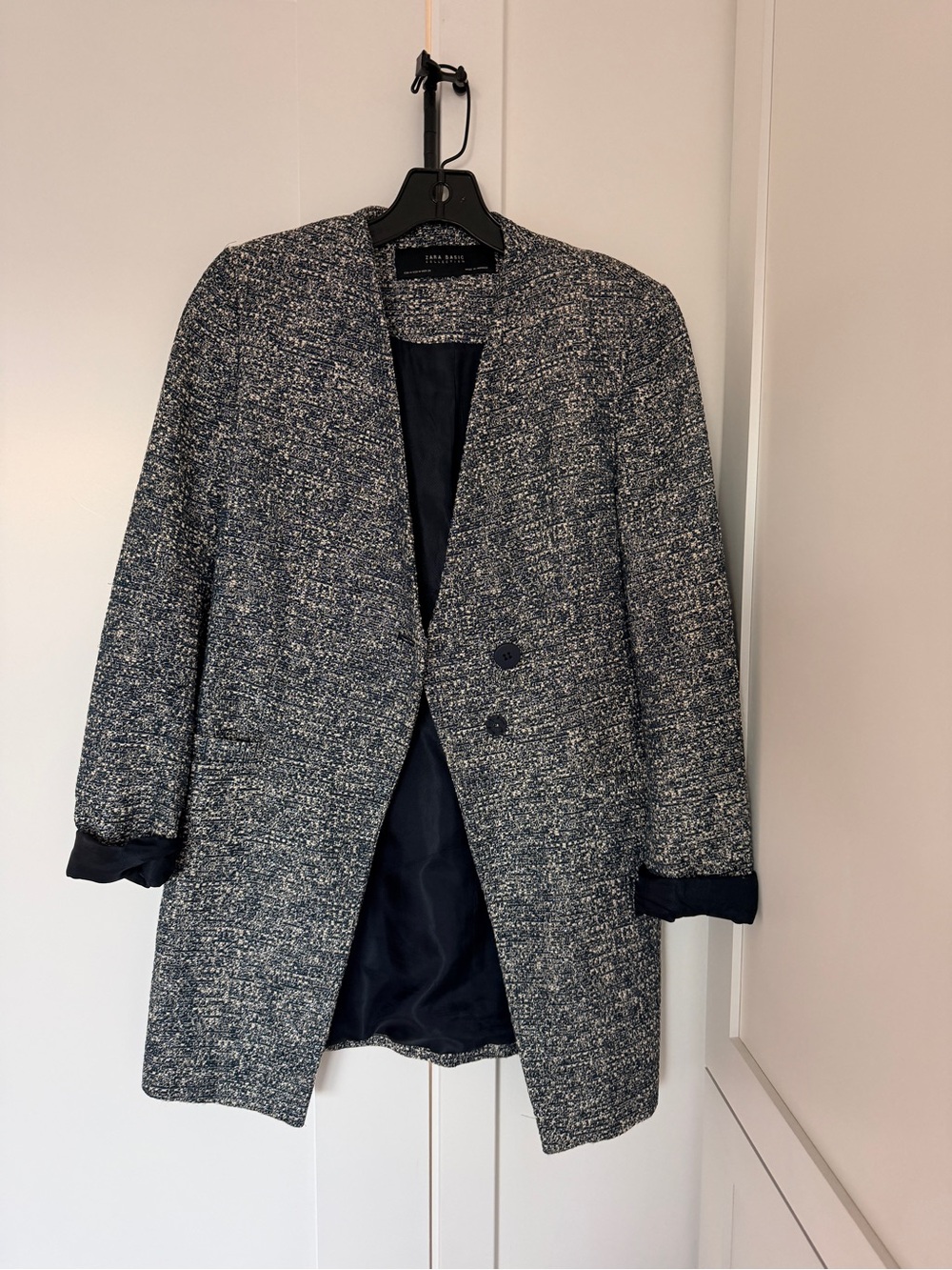 Zara Navy & Gray Tweed Pea Coat